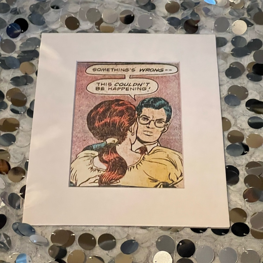 Something wrong comic guy and gal Art matted pop love romance
